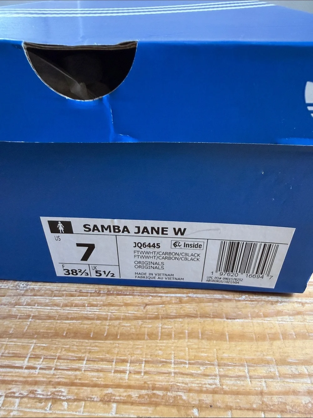 adidas Samba-Jane Sneakers Black with White Stripes - Picture 8 of 8